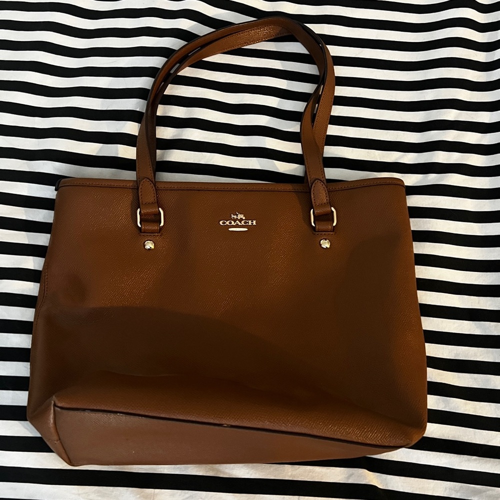 Coach Camel Zip Top Tote